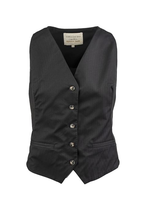 Gilet Alessia Santi Monopetto con Bottoni in Contrasto e Scollo a V - Nero ALESSIA SANTI | Gilet | 35057S3000